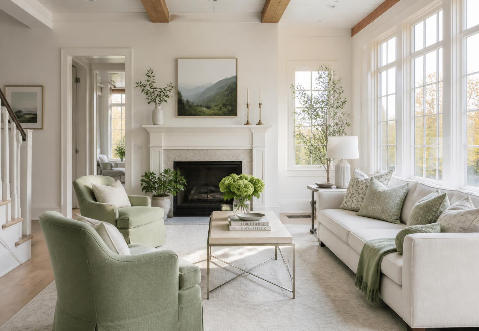 Bright, spotless living room in a Hartford, CT home cleaned by Jennifer Cleaning Service